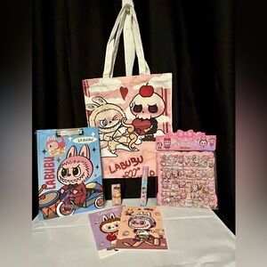 Labubu Character Tote Bag and Stationery Set
